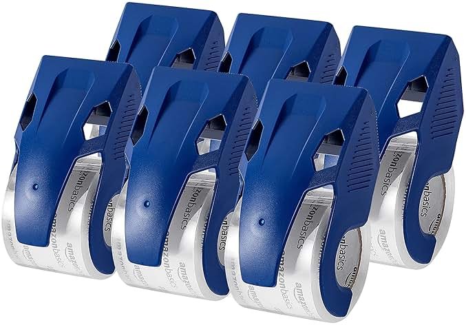 Amazon Basics Heavy Duty Packaging Tape with Dispenser for Shipping, Sealing Boxes, Moving and Storing, 1.88" x 22.2 yds, 6-Pack, 4.33 x 2.64 x 2.36 in - Product Image