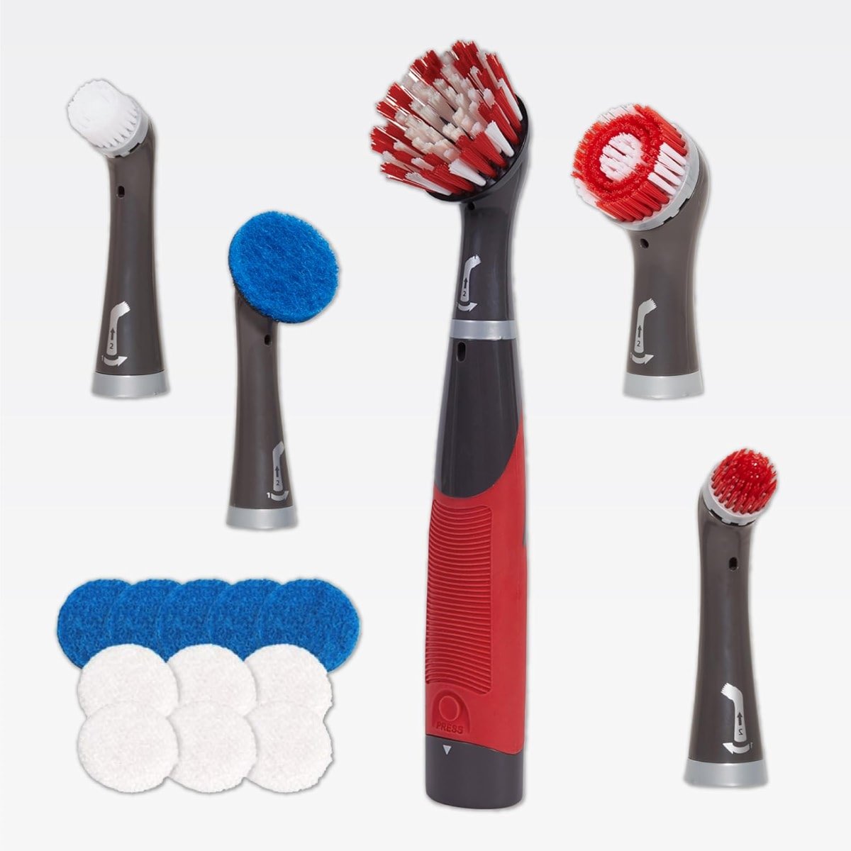 Rubbermaid Reveal Power Scrubber 18-Piece Kit, Cordless Electric Battery Powered Scrub Brush, Water Resistant, for Home/Kitchen/Bathroom/Grout/Tile/Shower/Tub - Product Image