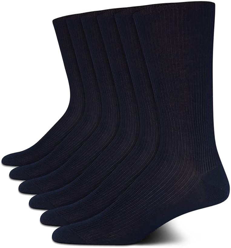 Calvin Klein Mens Dress Socks - 6 Pairs Soft Cotton Blend Crew Socks for Men - Classic Comfort Stay Up Cuff Mixed Pattern - Product Image