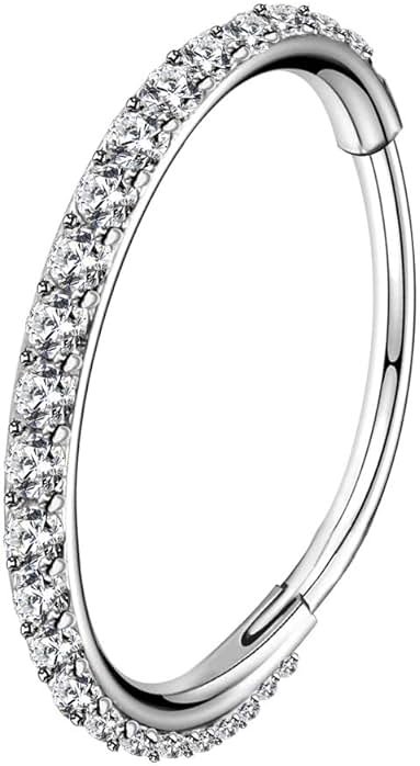 OUFER Nose Rings Surgical Steel Cartilage Earrings Tragus 316L Stainless Steel Helix Earrings Cartilage Earring 14G/16G/18G/20G Hinged Segment Rings Hoop - Product Image