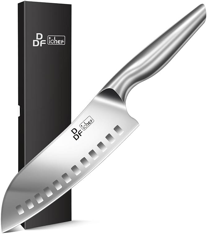 DDF iohEF Kitchen Knife, Chef's Knife In Japanese Stainless Steel Professional Santoku Cooking Knife, 7 Inch Non-slip Ultra Sharp Knife with Ergonomic Handle - Product Image