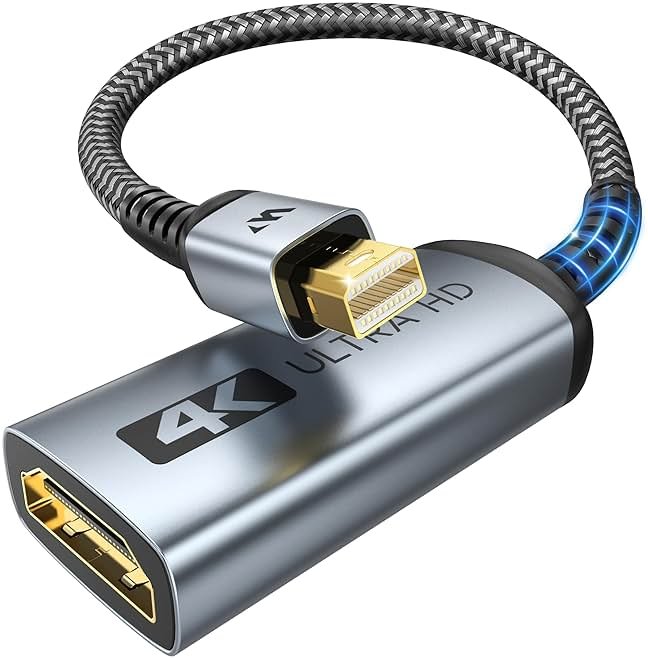 Warrky 4K Mini DisplayPort to HDMI Adapter, 4K@30Hz Mini DP to HDMI Adapter, Gold-Plated Plug & Aluminum Case, Thunderbolt to HDMI Compatible for MacBook Air/Pro, Surface Pro/Dock, Monitor/Projector - Product Image