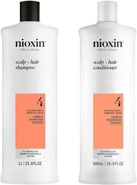 Nioxin System 4 Scalp Cleaning Shampoo and Therapy Conditioner Set for Color Treated Hair with Progressed Thinning - Product Image
