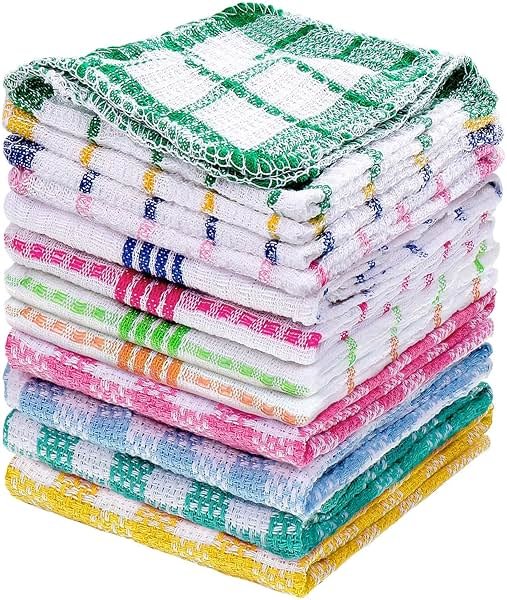 Patelai 12 Pcs Kitchen Dish Cloths for Washing Dishes Absorbent Dish Rags Cleaning Reusable Towels for Scrubbing Wipe Glass Summer Home Household Supplies(Bright Color,13.8'' X 13.8'', 11.8 x 11.8'') - Product Image