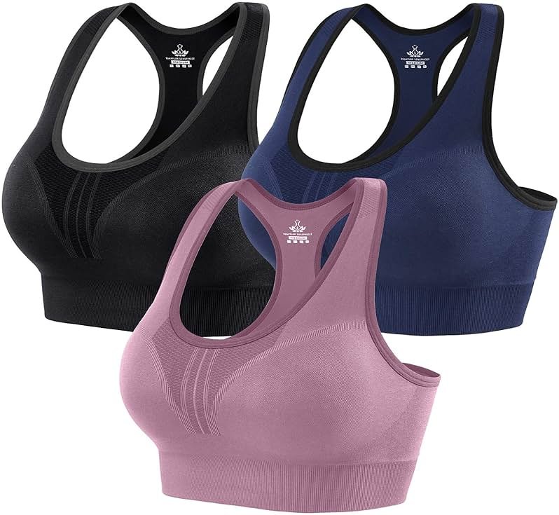 Heathyoga High Impact Sports Bras for Women High Support Padded Sports Bra Pack Racerback Bras for Women Workout Bra Sets - Product Image