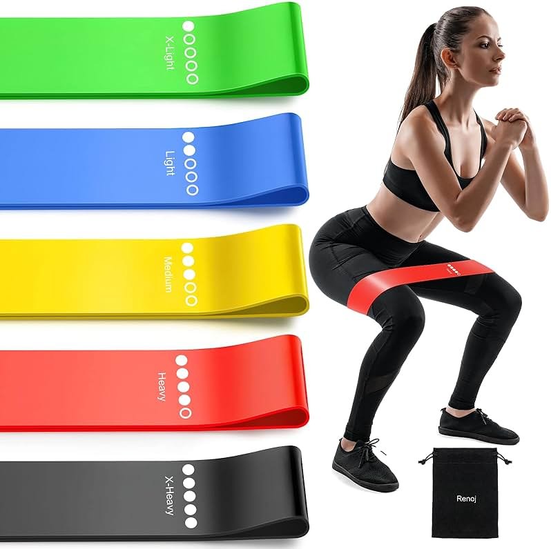 Resistance Bands for Working Out, 5-Pack Elastic Exercise Bands for Strength Training, Stretching, Workout; Home Gym Equipment for Women Men, Pilates Yoga Physical Therapy, Leg Glute Arm Exercise Kit - Product Image