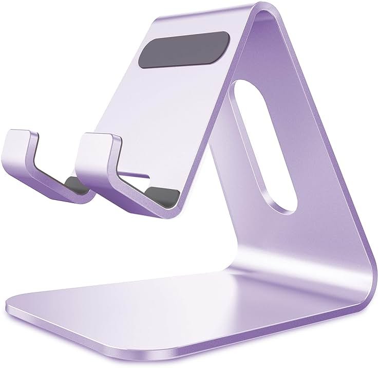 CreaDream Cell Phone Stand, Cradle, Holder,Aluminum Desktop Stand Compatible with Switch, All Smart Phone, iPhone 17 16 Pro Xs Max Xr X Se 8 7 6 6s Plus SE 5 5s-Purple - Product Image