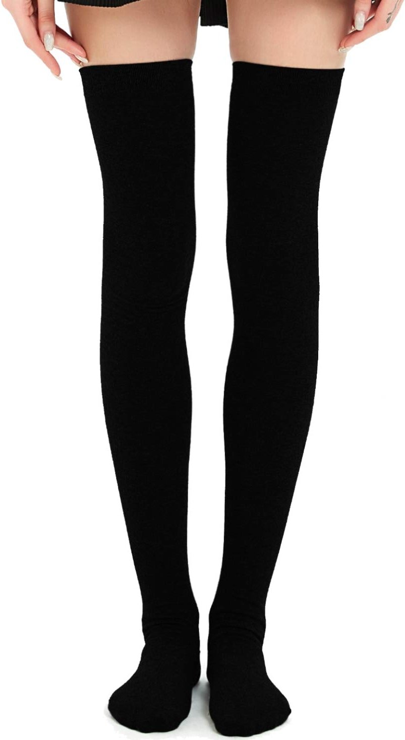 Kayhoma Extra Long Cotton Stripe Thigh High Socks Over the Knee High Stockings - Product Image