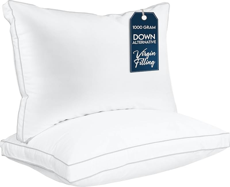 Utopia Bedding Bed Pillows for Sleeping Queen Size (White), Set of 2, Cooling Hotel Quality, Gusseted Pillow for Back, Stomach or Side Sleepers - Product Image
