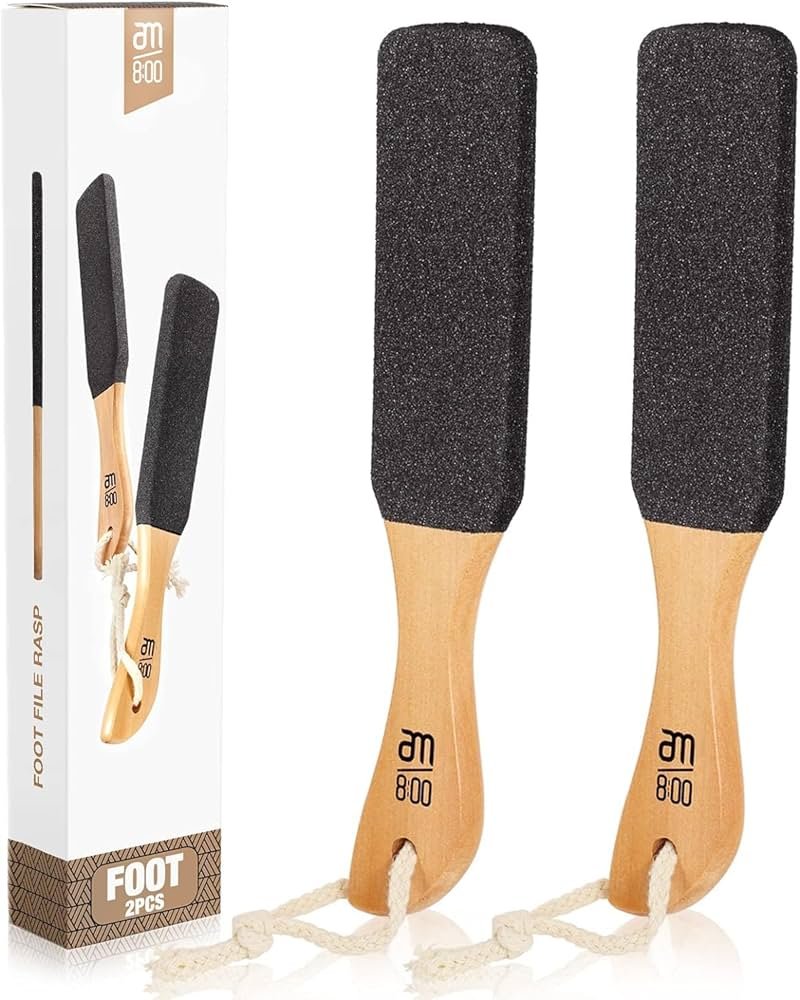 Pumice Stone Foot File (2-Pack), Wooden Handle Foot Scrubber & Callus Remover for Dry, Rough Skin and Corns Pedicure - Product Image