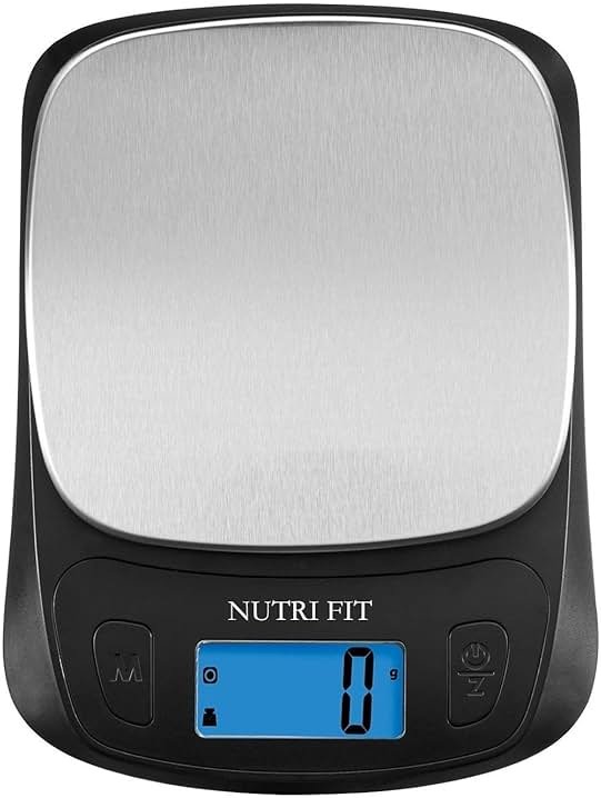 NUTRI FIT Ultra Slim Kitchen Scale Digital Food Weight Scale for Baking Cooking in Grams and Ounces Tare & Backlit LCD Display 11lb 5kg Capacity- Black/Stainless Steel - Product Image
