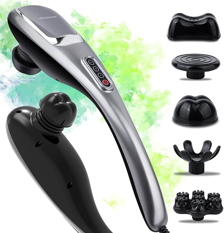 MEGAWISE Handheld Deep Tissue Neck Back Massager for Shoulders, Waist, Legs, 3600 RPM Powerful Motor Electric Neck Massager with 5 Nodes & 5 Speeds, A Little Heavy - Product Image