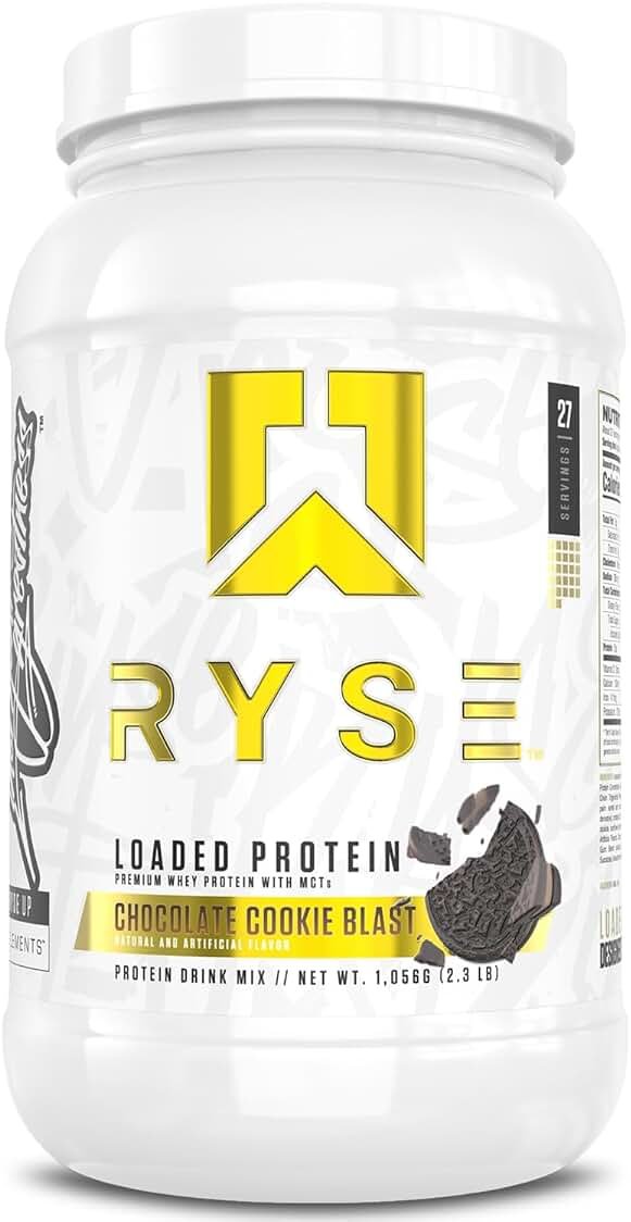 RYSE Loaded Protein Powder - Chocolate Cookie Blast - 25g Whey Protein Isolate & Concentrate with Prebiotic Fiber & MCTs - Low Carb, Low Sugar, Digestive-Friendly - 27 Servings / 2 lb Tub - Product Image