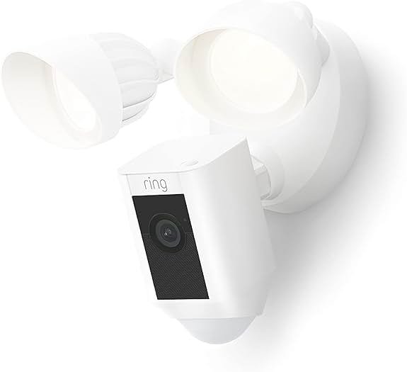 Ring Floodlight Cam Wired Plus, Outdoor home or business security with motion-activated 1080p HD video and floodlights, White - Product Image