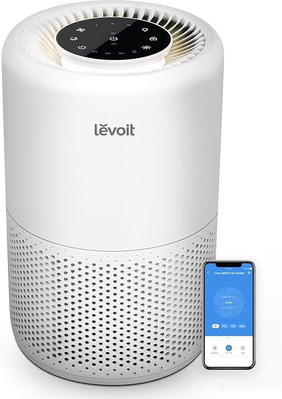 LEVOIT Air Purifier for Home Bedroom Dorm Room, Smart & Voice Control, AHAM VERIFIDE, 3-in-1 Filter With HEPA Sleep Mode, for Pollen, Pollutants, Smoke, Dander, Dust, Core 200S-P, White - Product Image
