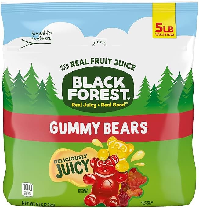Black Forest Gummy Bears Candy, Made With Real Fruit Juice, Resealable 5-Pound Bulk Bag - Product Image