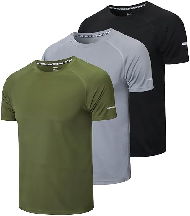 frueo Men's 1/3 Pack Workout Shirts Quick Dry Moisture Wicking Short Sleeve Mesh Athletic T-Shirts - Product Image