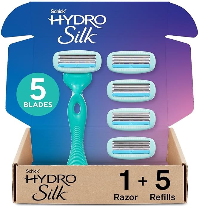 Schick Hydro Silk Ultra Sensitive Razor for Women | Womens Razor for Sensitive Skin, 5 Blade Razors for Women, Womens Razors for Shaving, Includes 1 Handle & 5 Refills - Product Image