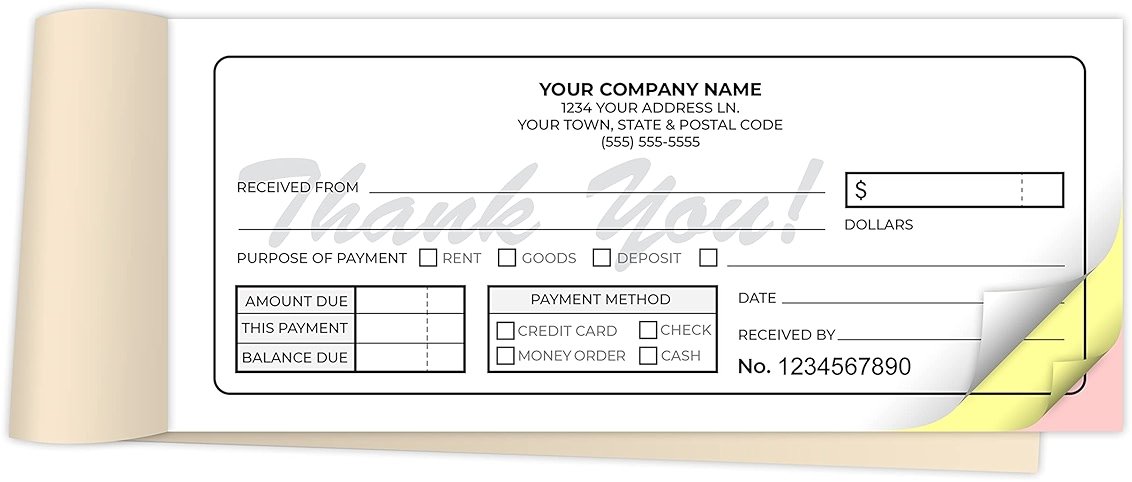 Custom 2.83" x 7" Carbonless NCR Books in 3-Part Triplicate Invoices, Receipts, Work Orders, Sales Orders, Purchase Orders, Estimates, Quote Forms with Your Company/Business Name (600 Sets) - Product Image