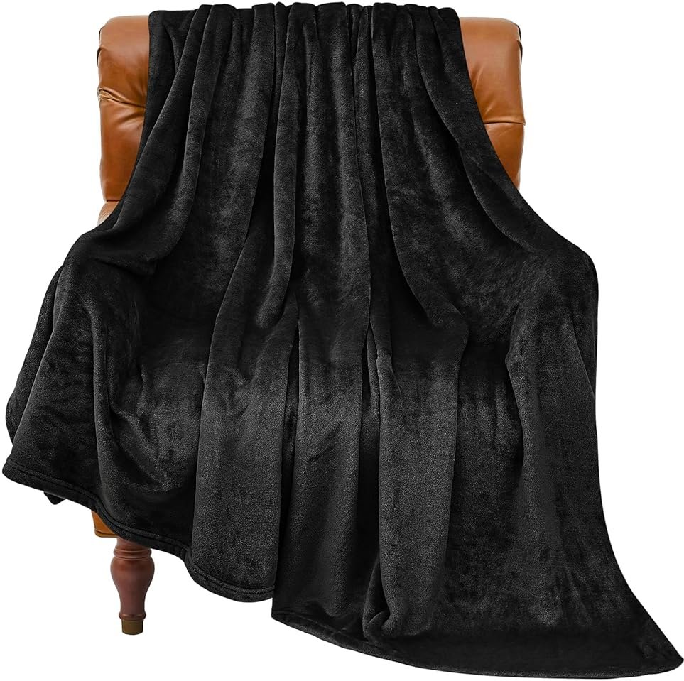 BEDELITE Fleece Blanket Black Throw Blankets for Couch & Bed, Luxury Plush Cozy Fuzzy Blanket 50x60 inches, Super Soft Warm Lightweight Throw Blanket for Travel Camping - Product Image