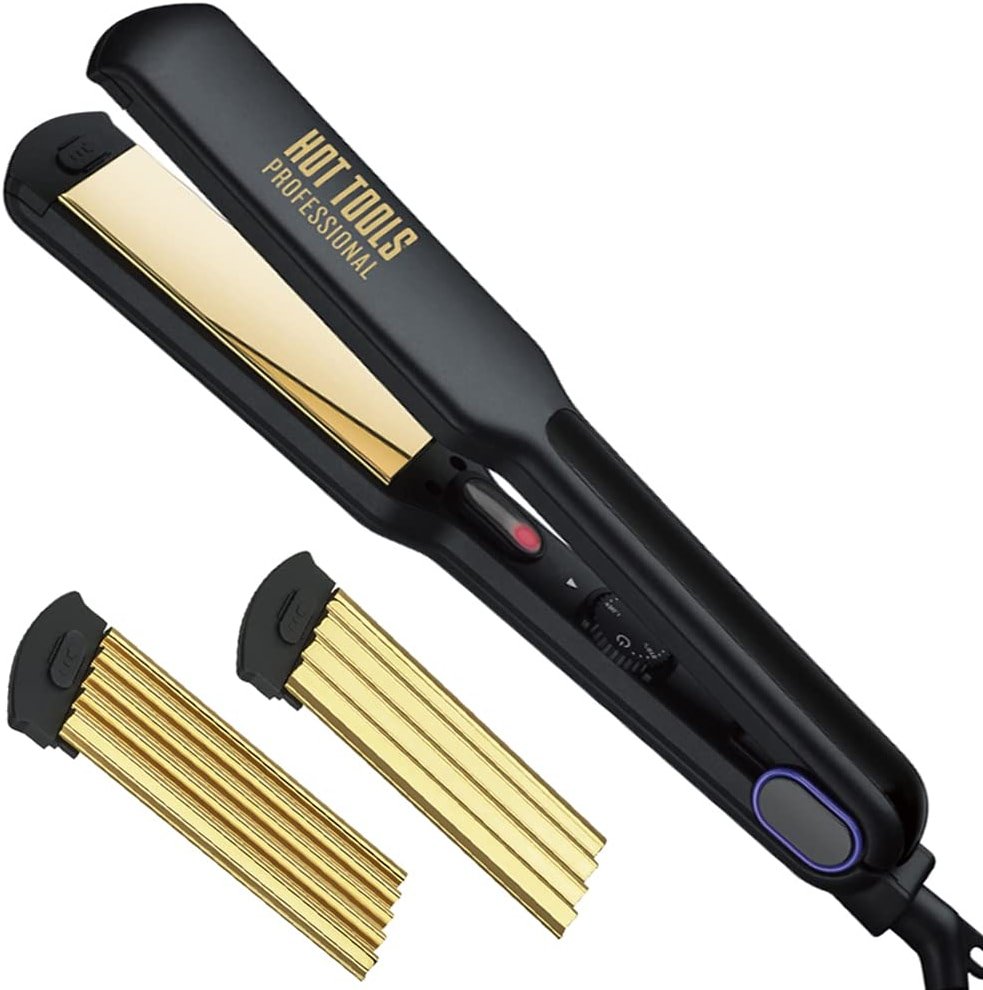 Hot Tools Professional 24K Gold 3-in-1 Crimper & Flat Iron Combo, 1 ½”, 1 ct. - Product Image