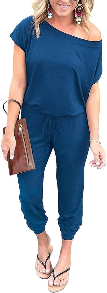 PRETTYGARDEN Jumpsuits for Women 2026 Summer Dressy Off Shoulder Romper Spring Vacation Travel Lounge Outfits Clothes - Product Image