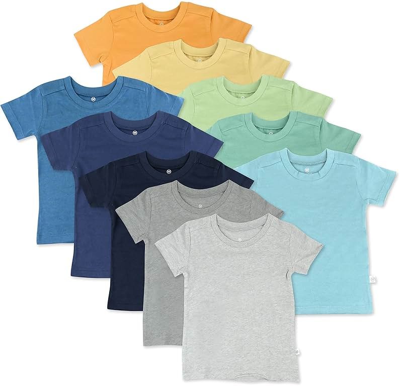 HonestBaby Baby Toddler & Kids' 100% Organic Cotton Short Sleeve T-Shirts (10-Pack) - Product Image