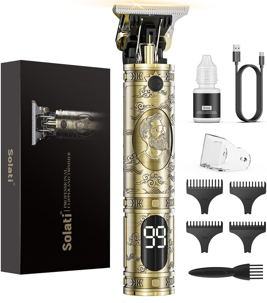 Solati Hair Clippers for Men, Professional Hair Trimmer Zero Gapped T-Blade Trimmer Cordless Rechargeable Edgers Clippers Electric Beard Trimmer Shaver Hair Cutting Kit with LCD Display Gifts for Men - Product Image