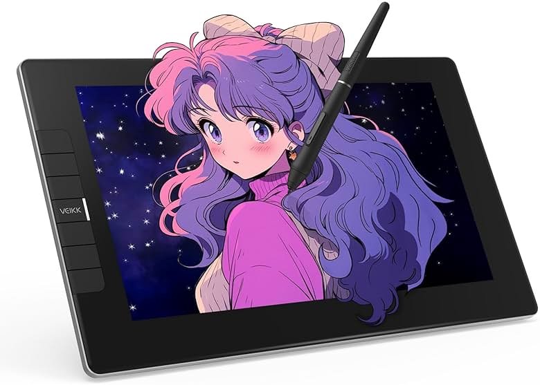 VEIKK VK1200 V2 Drawing Tablet with Screen,11.6-inch Full-Laminated Graphic Drawing Monitor,2 Battery-Free Pens with Tilt Function,6 Customizable Keys,Anti-Glare Glass(Must be Connected to PC to Work) - Product Image