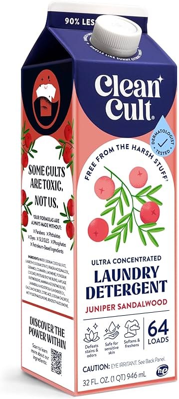 Ultra Concentrated Liquid Laundry Detergent Soap, 64 loads (32 oz), Long Lasting Scent, 90% Less Plastic, No Harsh Chemicals, Juniper Sandalwood, Defeats Stains & Odors, HE/Standard Compatible - Product Image