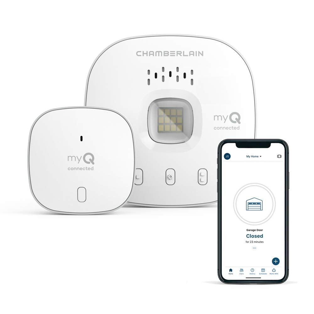 CHAMBERLAIN Smart Garage Control - Wireless Garage Hub and Sensor with Wifi & Bluetooth - Smartphone Controlled, myQ-G0401-ES, White - Product Image