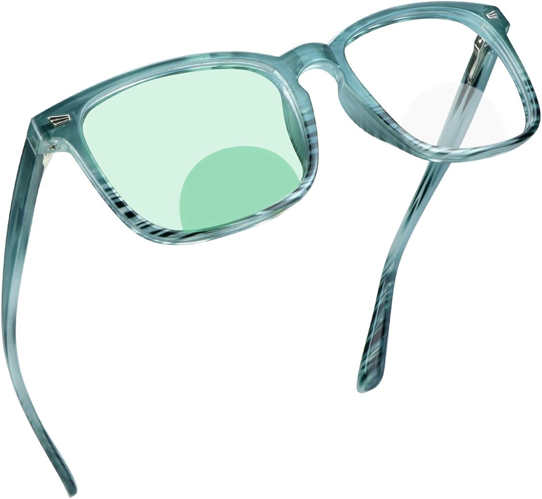 YEIN Bifocal Reading Glasses with Blue Light Blocking Lenses, Bifocal Reader for Women and Men, Vintage Square frame with Spring Hinge (+0.00/+1.75 magnification) - Product Image