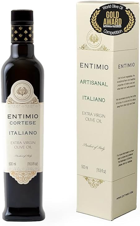 Entimio Cortese Organic Italian Extra Virgin Olive Oil from Italy, 800+ mg/kg High in Polyphenols, 2026 Gold Winner, Tuscany Early Harvest evoo, Cold Extracted, Lab Tested - 16.9 fl oz - Product Image