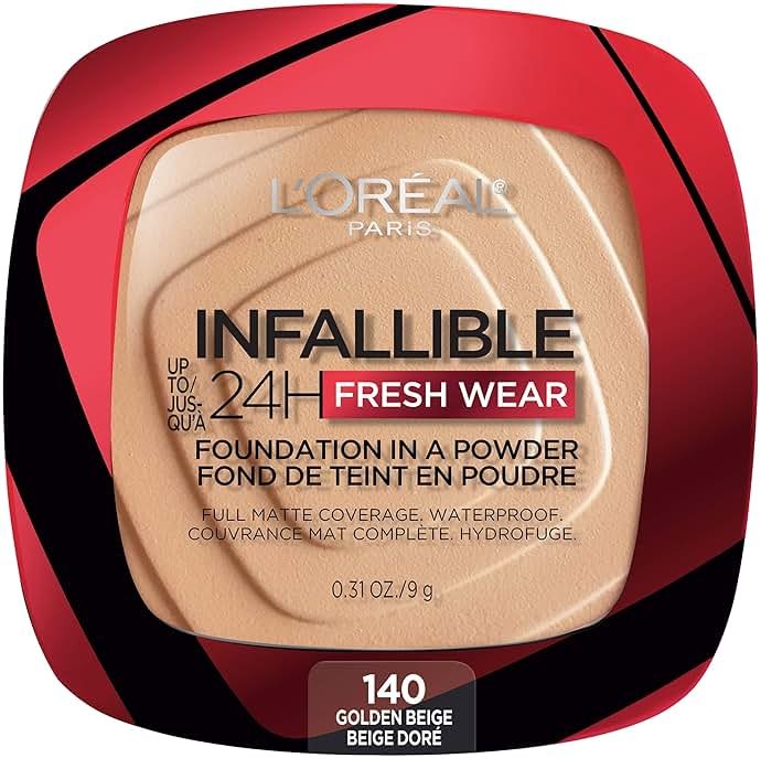 L'Oreal Paris Makeup Infallible Fresh Wear Foundation in a Powder, Up to 24H Wear, Waterproof, Golden Beige, 0.31 oz. (Packaging May Vary) - Product Image