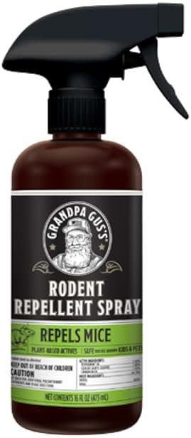 Grandpa Gus's Rodent Repellent Spray - Peppermint Oil Spray for Rodents & Mice - Plant-Based Mouse Deterrent for Cars, RVs, Garages & Indoor Spaces - Non-Staining Formula - 16 oz - Product Image