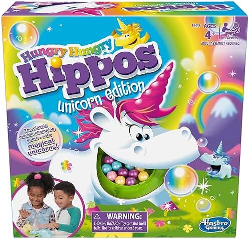 Hasbro Gaming Hungry Hippos Unicorn Edition Pre-School Board Game for Kids Ages 4 and Up; 2-4 Players, Easter Gifts for Boys and Girls (Amazon Exclusive) - Product Image