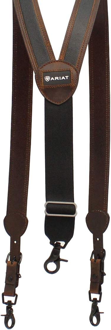 ARIAT Men's Adjustable Suspenders with Black Pebbled Leather Inlay - Product Image