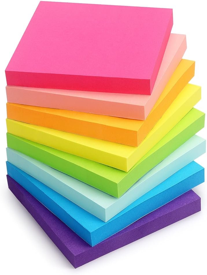Eastern Wolf 8 Pads Sticky Notes 3x3 Self-Stick Notes 8 Bright Multi Colors Purple Sticky Notes, 85 Sheet/Pad - Product Image