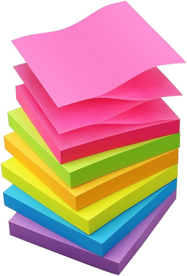 Osboo Sticky Notes 3x3 Pop Up Self-Stick Notes Pads with 6 Bright Colors, Easy to Post for Office, School, Home, 6 Pads/Pack, 100 Sheets/Pad(Pop Up) - Product Image