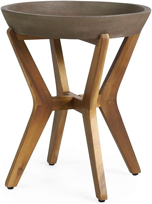 Christopher Knight Home Oprah Outdoor Side Table, Teak and Light Gray - Product Image