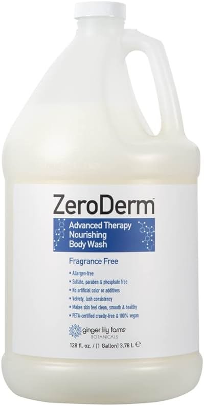 Ginger Lily Farms Botanicals ZeroDerm Advanced Therapy Nourishing Body Wash, 100% Vegan & Cruelty-Free, Fragrance Free, 1 Gallon (128 Fl. Oz.) Refill - Product Image