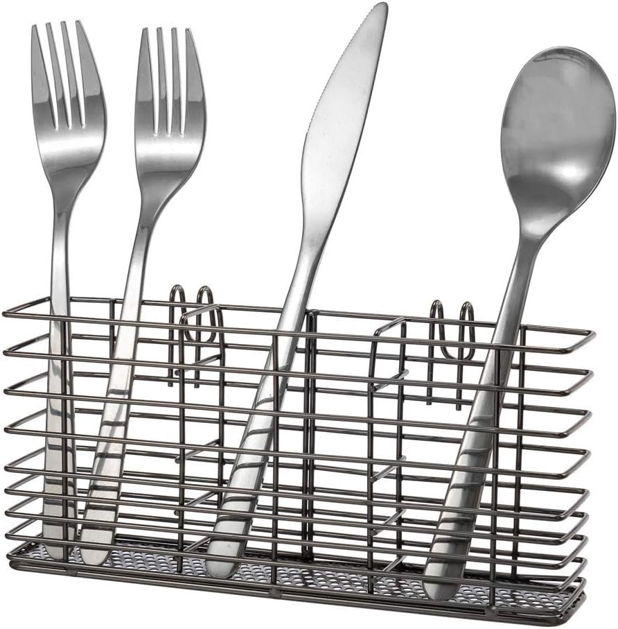 SANNO Stainless Steel Utensil Drying Rack Silverware Holder for Dish Rack, Hanging Cutlery Utensil Holder Silverware Organizer Stainless Steel Rack with Hooks - Product Image