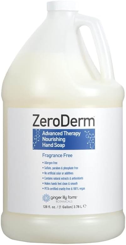 Ginger Lily Farms Botanicals ZeroDerm Advanced Therapy Nourishing Liquid Hand Soap Refill 100% Vegan Cruelty-Free Fragrance-Free, Unscented, 128 Fl Oz - Product Image