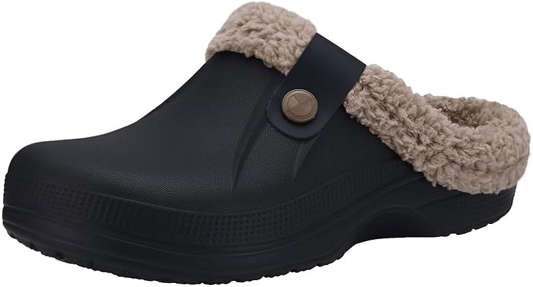 Beslip Classic Fur Lined Clogs Waterproof Winter Fuzzy Slippers for Women Men Indoor and Outdoor - Product Image