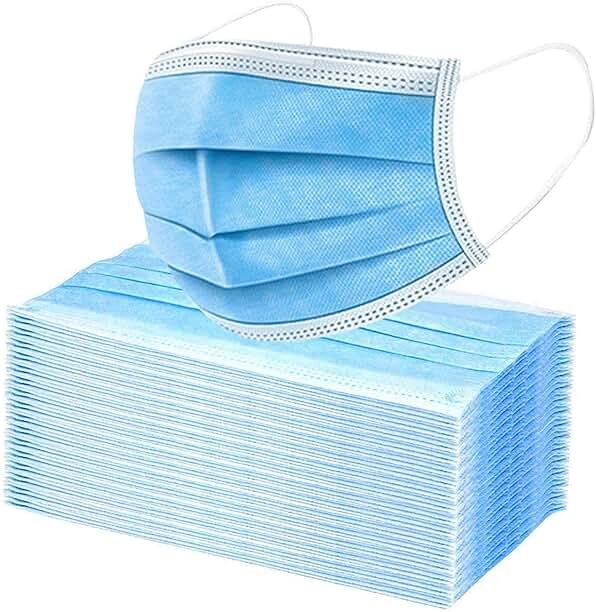 [Pack of 100] Disposable Face Mask, 3-Ply Masks Facial Cover with Elastic Earloops For Home, Office, School, and Outdoor - Product Image