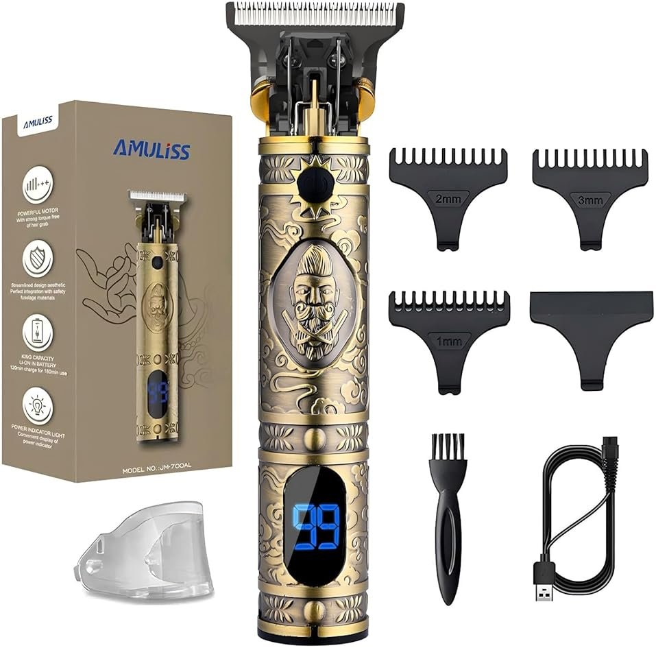 AMULISS Professional Mens Hair Clippers Zero Gapped Cordless Hair Trimmer Professional Haircut & Grooming Kit for Men Rechargeable LED Display - Product Image