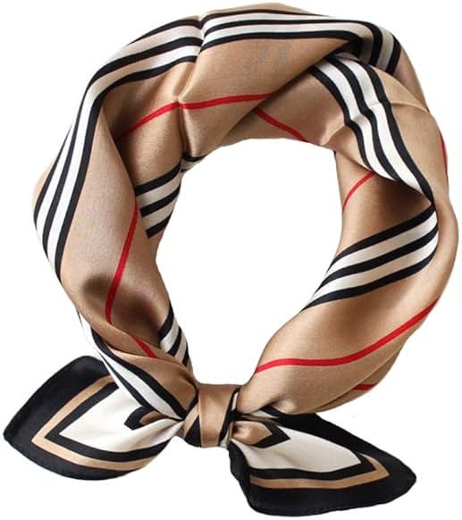 JERLA Women's Men's Small Square 100% Real Mulberry Silk satin Scarfs Hair head face scarf 21" x 21" - Product Image