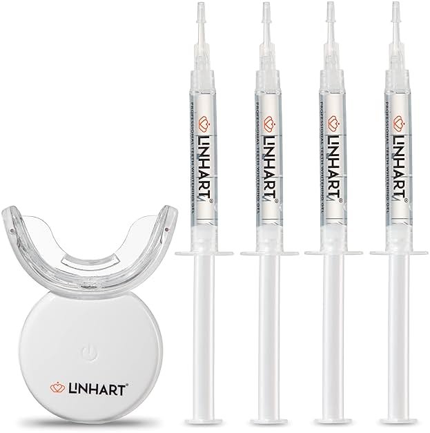 LINHART Teeth Whitening Kit with LED Light - Tooth Whitener Gel, Dental Whitening Gel Syringes with 35% Carbamide Peroxide and 16-Led Whitening Light - No Sensitivity, Whitens Teeth - Product Image