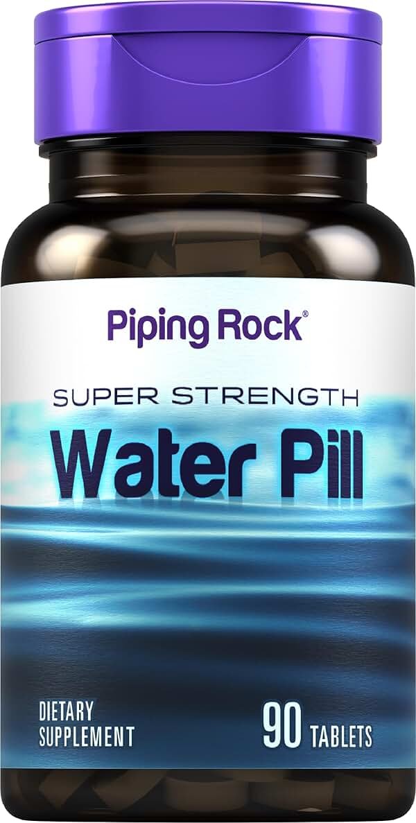 Piping Rock Water Pill for Men and Women | 90 Tablets | Super Strength Supplement with Potassium | Vegetarian, Non-GMO, Gluten Free - Product Image
