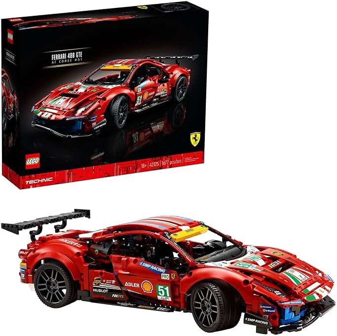 LEGO Technic Ferrari 488 GTE “AF Corse #51” 42125 - Champion GT Series Sports Race Car, Exclusive Collectible Model Kit, Collectors Set for Adults to Build - Product Image